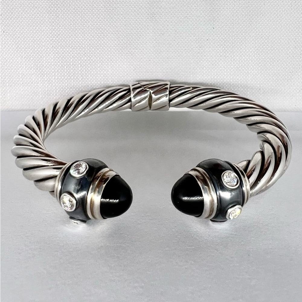 David Yurman Sterling Silver Diamond Black Onyx Renaissance Bracelet